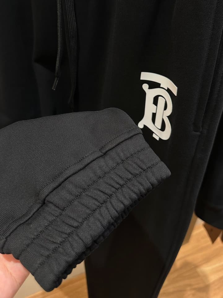 Burberry TB Monogram Cotton Sweatpants in Black Tb Logo Sweatpants