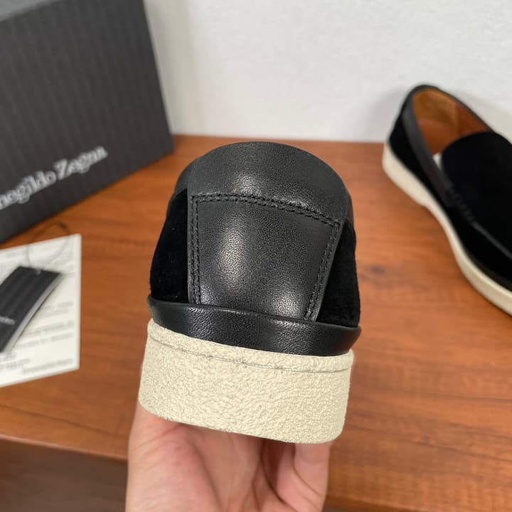 Zegna Men's Suede Leather Slip-On Loafers in Black Suede Loafer