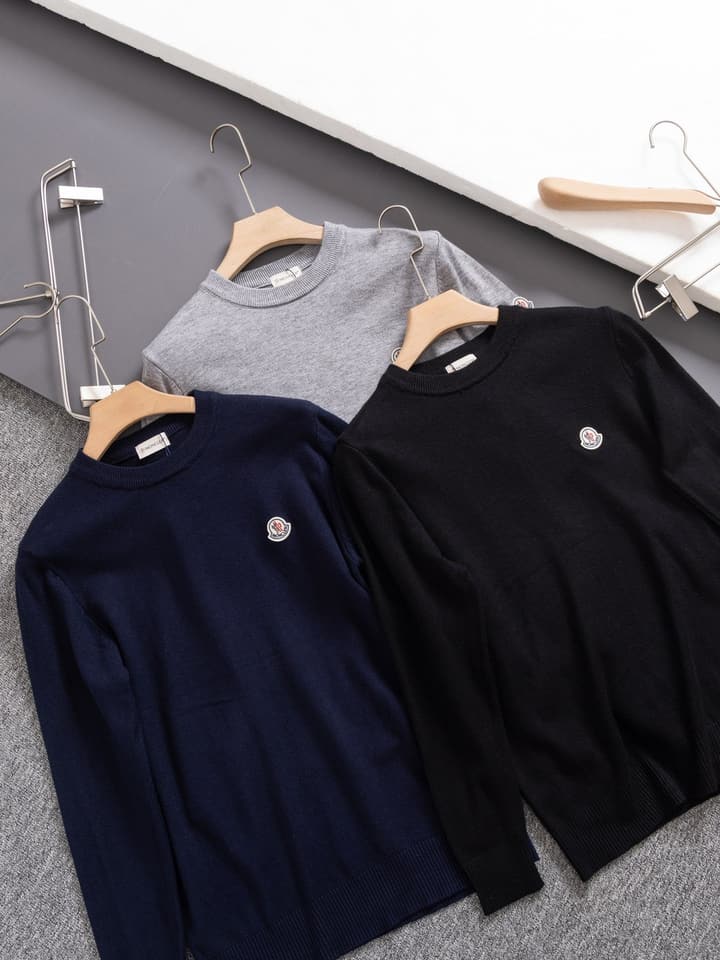 Moncler Round Neck Knit Sweater – 2024 Collection in Black