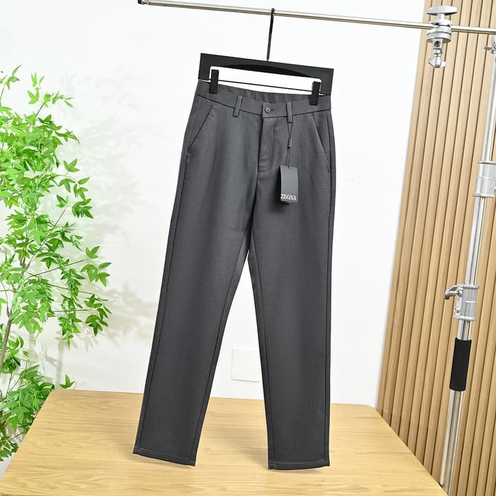 Zegna Men's Tailored Wool Blend Business Trousers – 2025FW in Business Grey