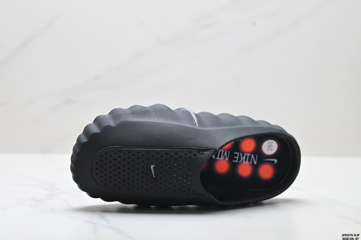 Nike Mind 001 Recovery Slide in Black With Orange Nodes