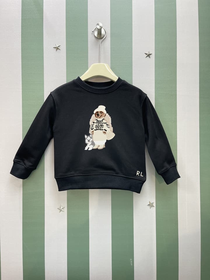 Ralph Lauren Kids' Round Neck Sweatshirt – 2025FW in Black Graphic Sweatshirt