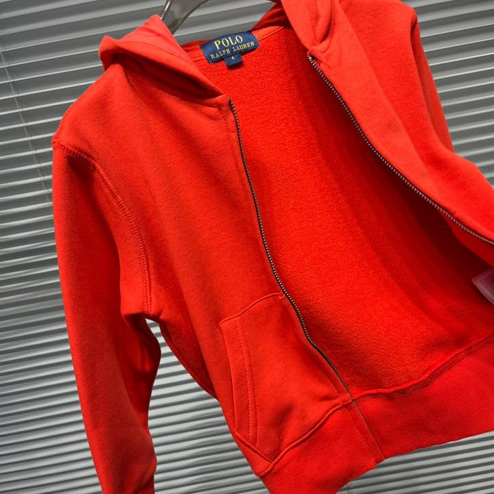 Ralph Lauren Thin Hooded Cardigan Jacket – Kids Collection in Bright Red Cardigan