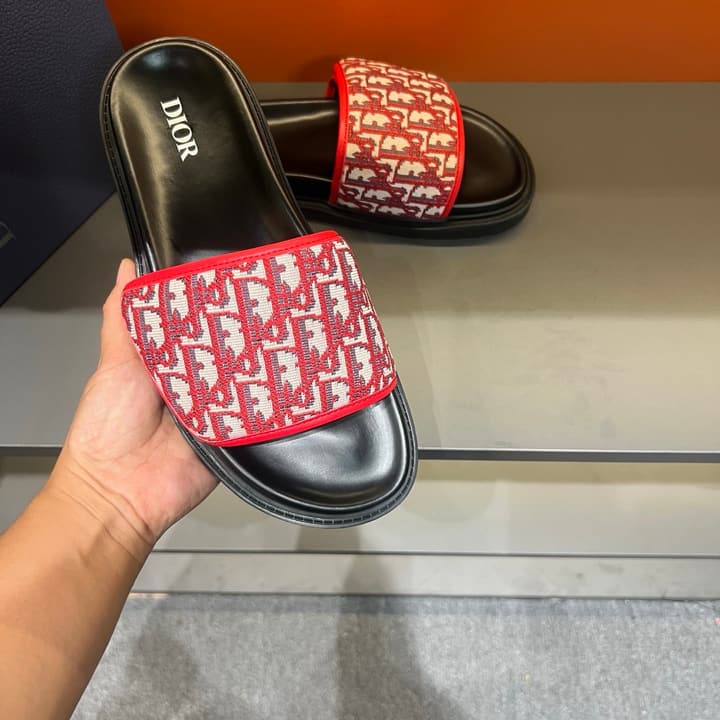 Dior Luxury Slides in Black Textured