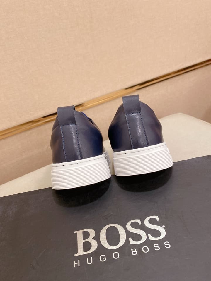 Boss Casual Leather Loafers in Glossy Black Toe