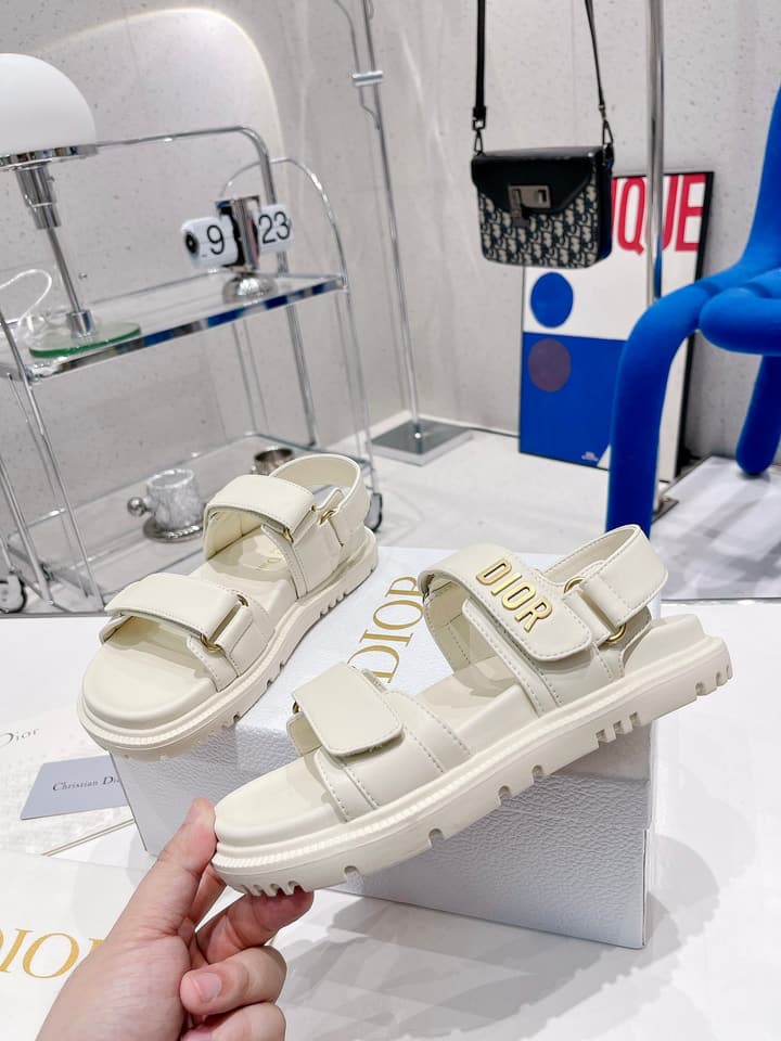 Dior 2022 New Color Velcro Sandals in Gold