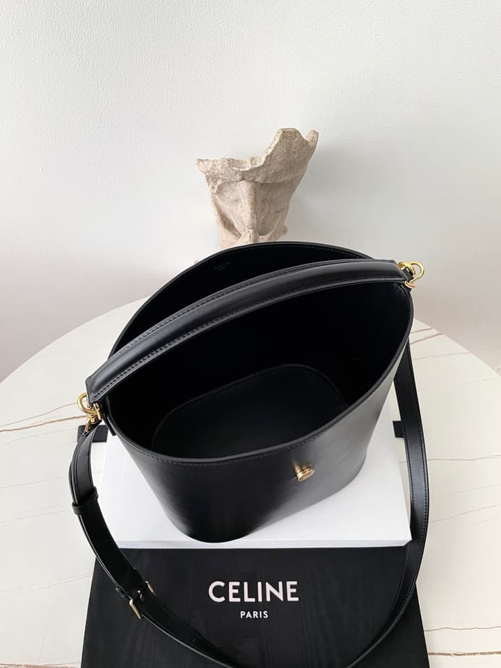 Celine Louise Triomphe Bucket Bag in Black