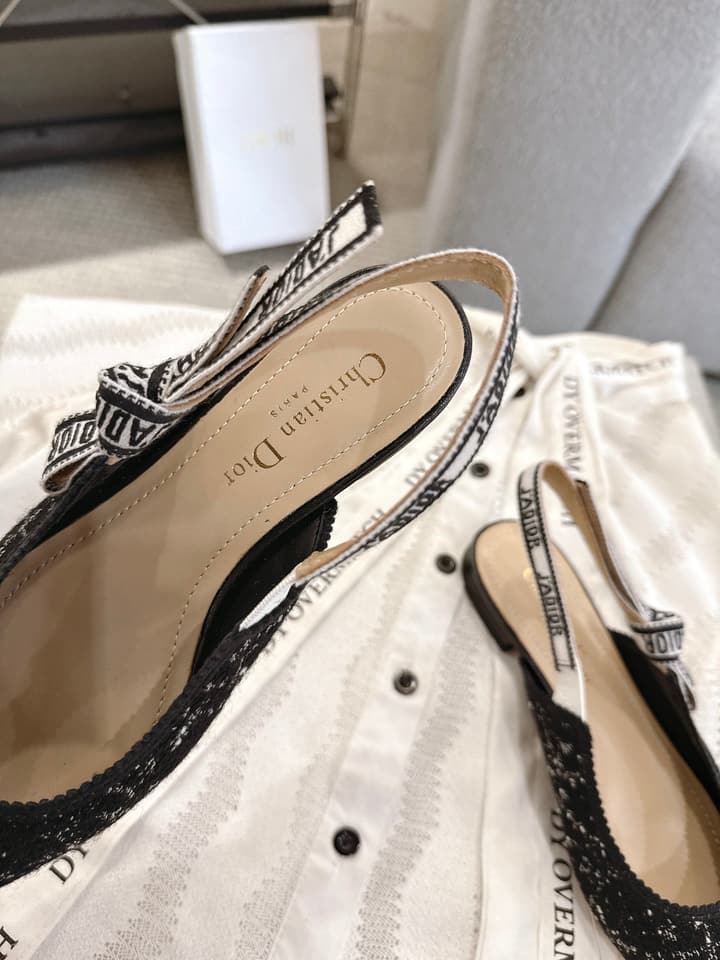 Dior J'Adior Embroidered Kitten Heel Sandals in Defined Black Oblique