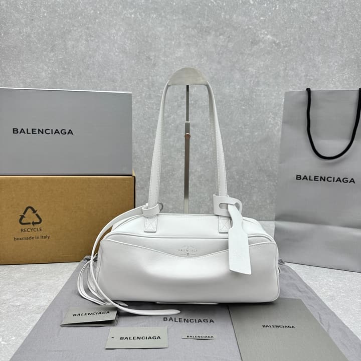 Balenciaga Carrie Leather Bowling Bag – Small in Mint Green