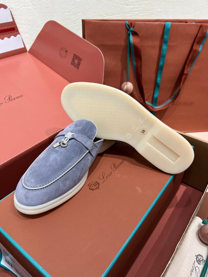 Loro Piana Women's Mules in Aqua Blue Suede