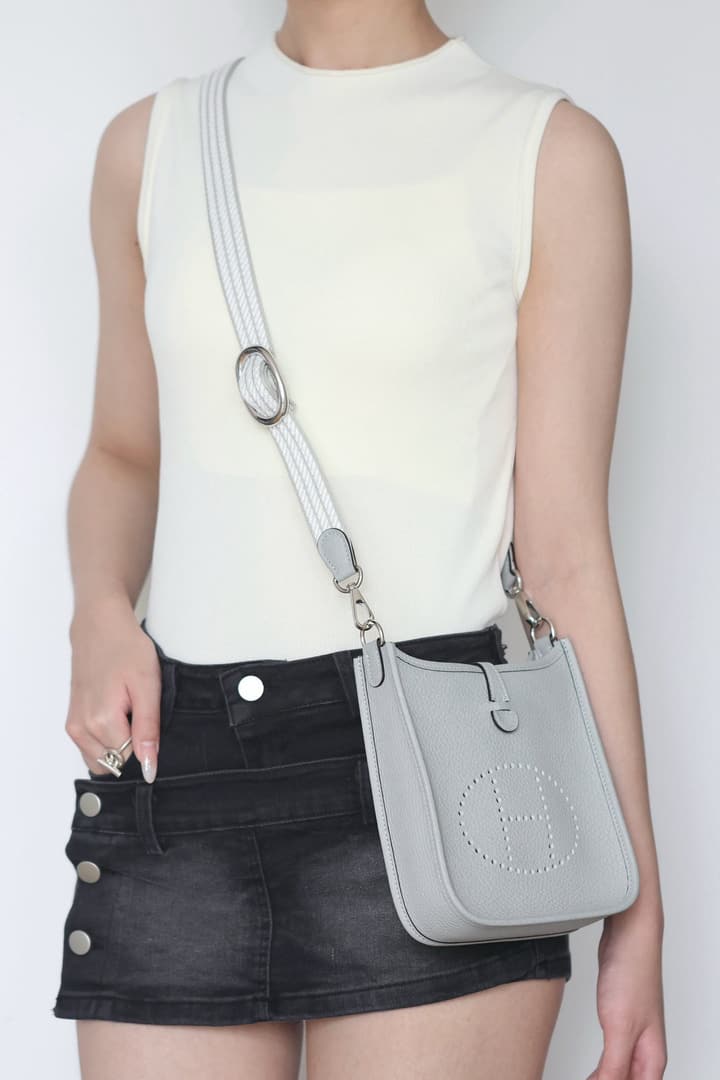 Hermès Glacier Blue Shoulder Bag with Striped Strap in Glacier Blue