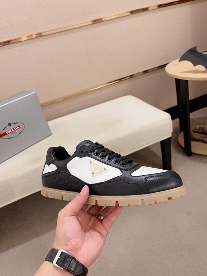 Prada Men's Air Cushion Sneakers in Beige Suede