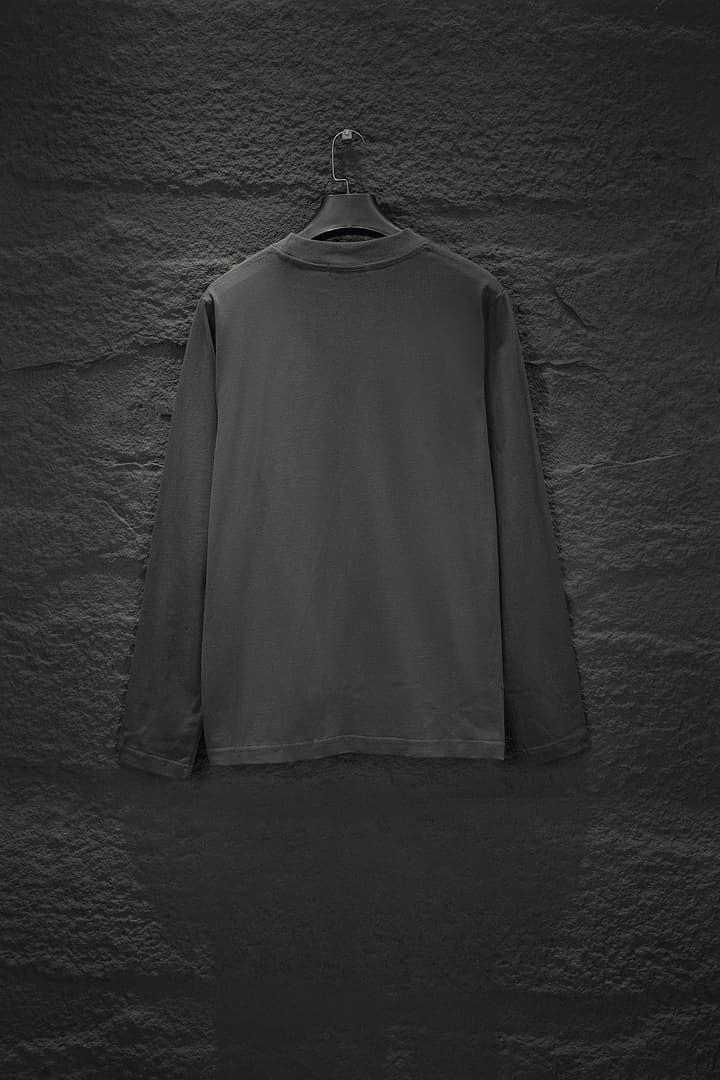 Prada Embroidered Oversize Long Sleeve T-Shirt in Deep Dark Gray