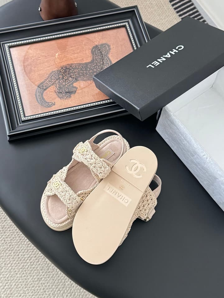 Chanel Velcro Flat Sandals – 25SS Collection in Beige