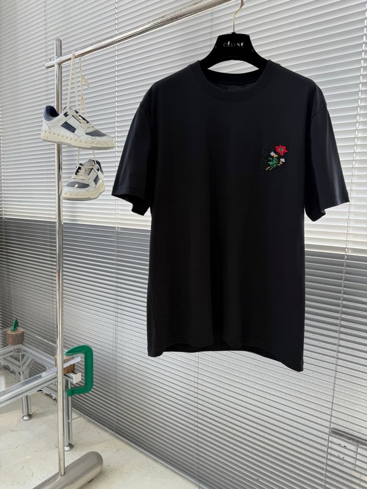 Loewe Embroidered Cotton T-Shirt in Classic Black