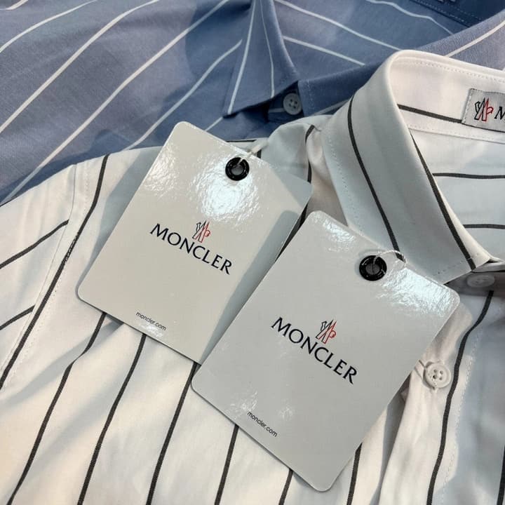 Moncler Striped Long Sleeve Shirt in Blue