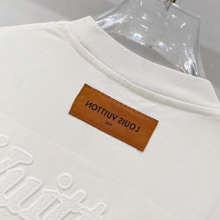 Louis Vuitton Washed Cotton Logo Embroidery T-Shirt in Black