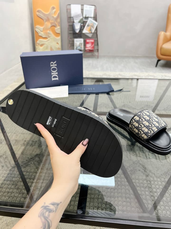 Dior Luxury Slides in Black Textured
