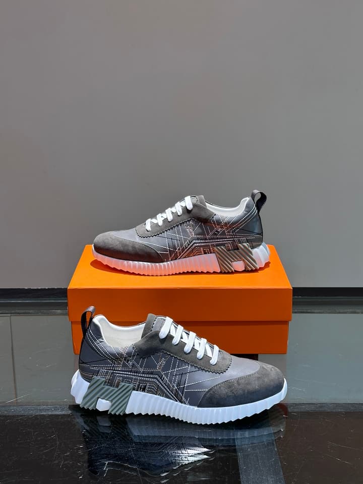 Hermès Bouncing Sneakers in Dark Grey Textured