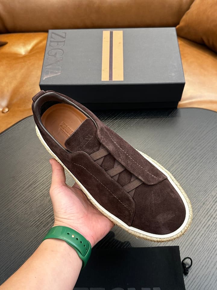 Ermenegildo Zegna Triple Stitch Low-Top Sneakers in Black Suede