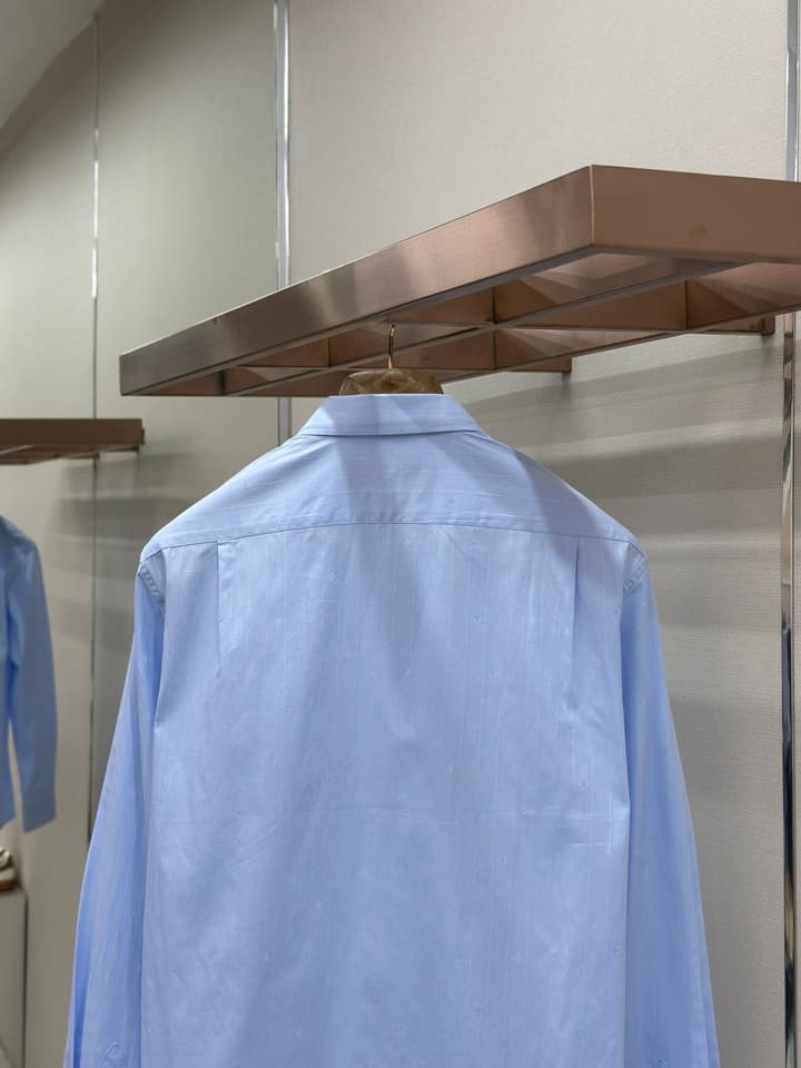 Louis Vuitton Pinstripe Jacquard Cotton Shirt – 25SS in Light Blue Pinstripe Jacquard