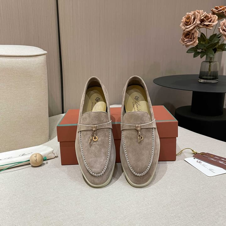 Loro Piana Summer Charms Walk Moccasin Loafers in Black Leather