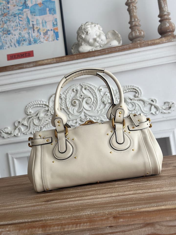 Chloé Paddington Padlock Satchel in Burgundy Leather