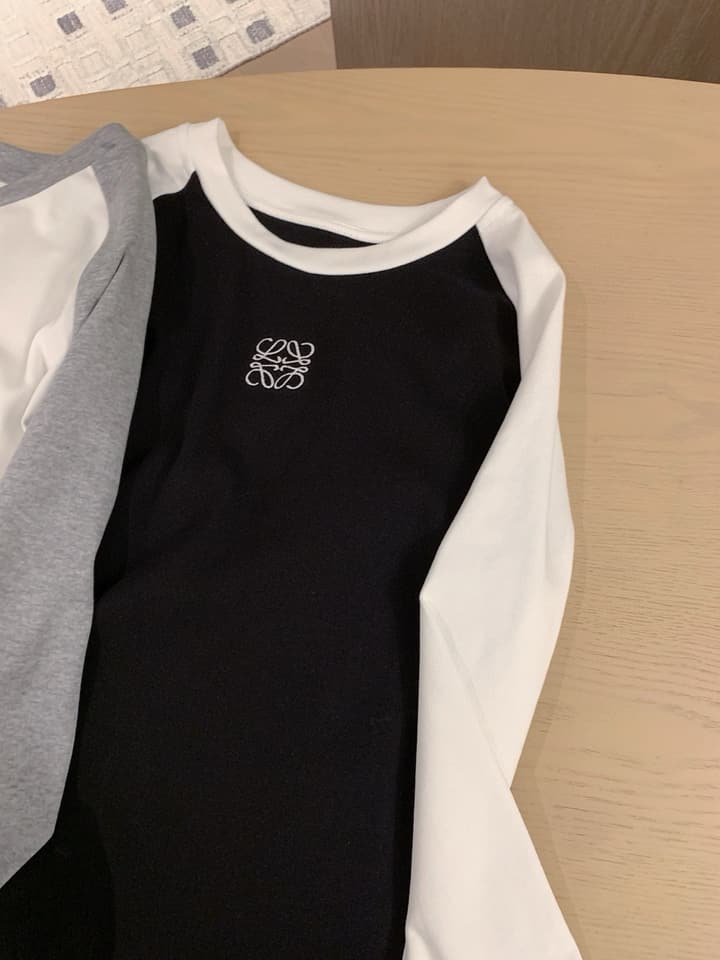 Loewe Classic Logo Embroidered Color-block Crewneck Sweatshirt in Black