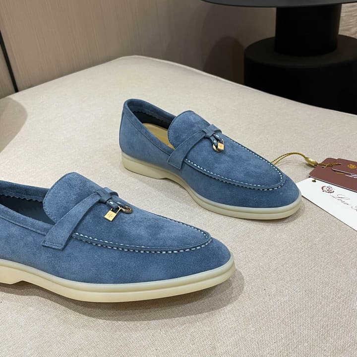 Loro Piana Summer Charms Walk Moccasin Loafers in Black Leather