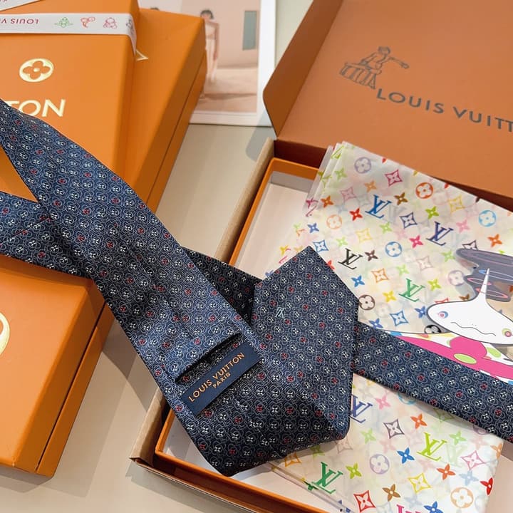 Louis Vuitton Monogram Jacquard Silk Tie in Navy with Blue Monogram