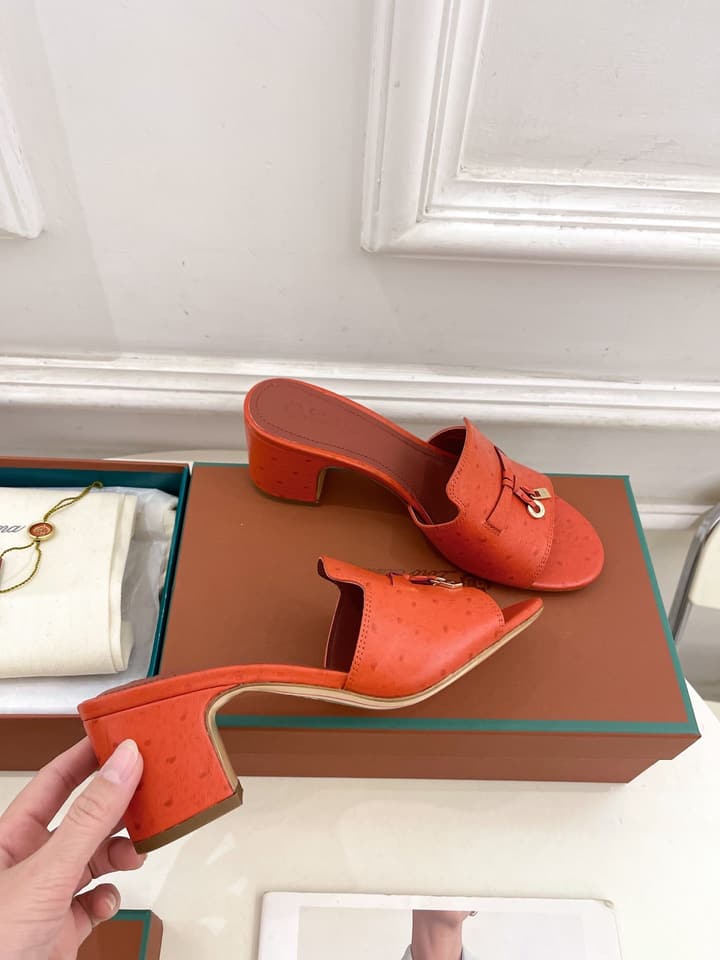 Loro Piana Summer Charms Ostrich Mules – 2025 Spring/Summer Collection in Black