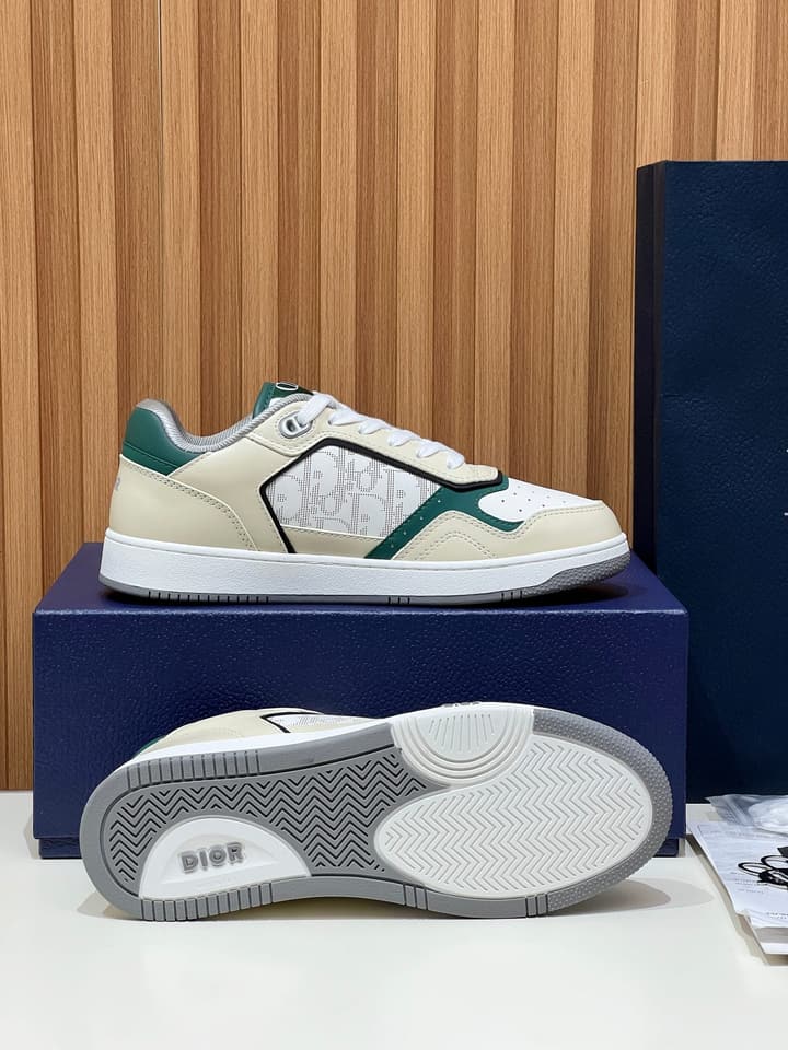 Dior B27 Unisex Sneakers – 2025 Collection in Beige With Dark Green Accents