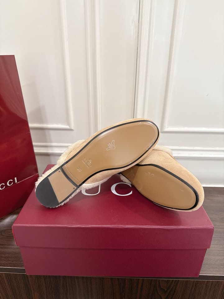 Gucci Princetown Merino Wool Mules in Black Suede With Silver Hardware