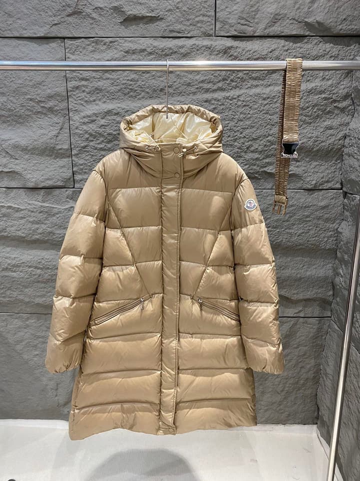 Moncler Bellevue Women's Long Belted Down Jacket in Black