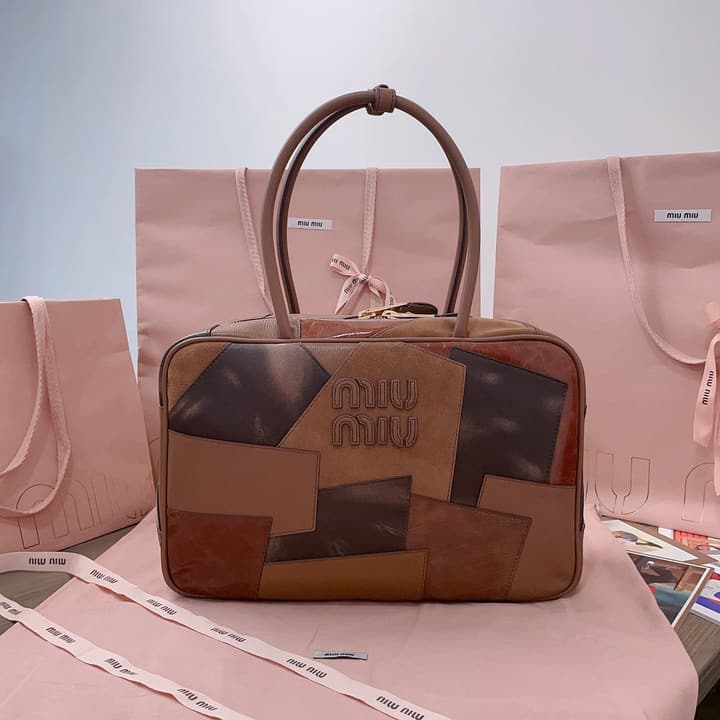 Miu Miu Patchwork Briefcase in Brown Patchwork