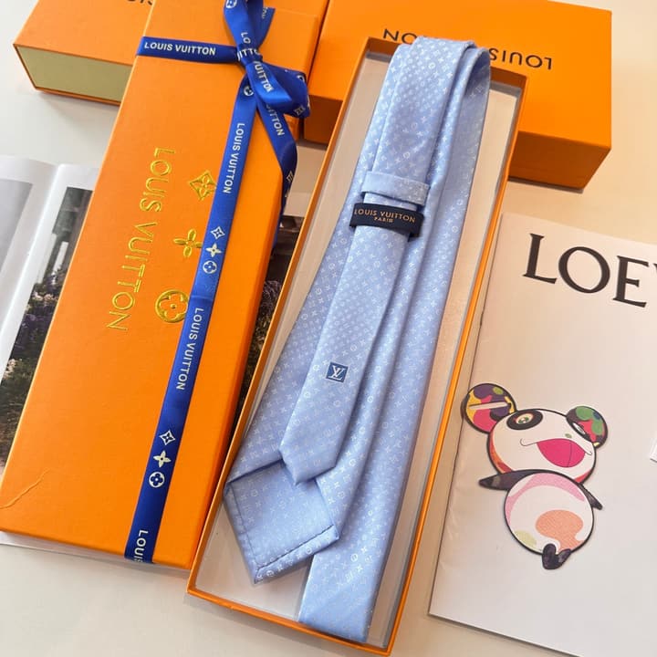 Louis Vuitton Damier Silk Tie in Charcoal Grey