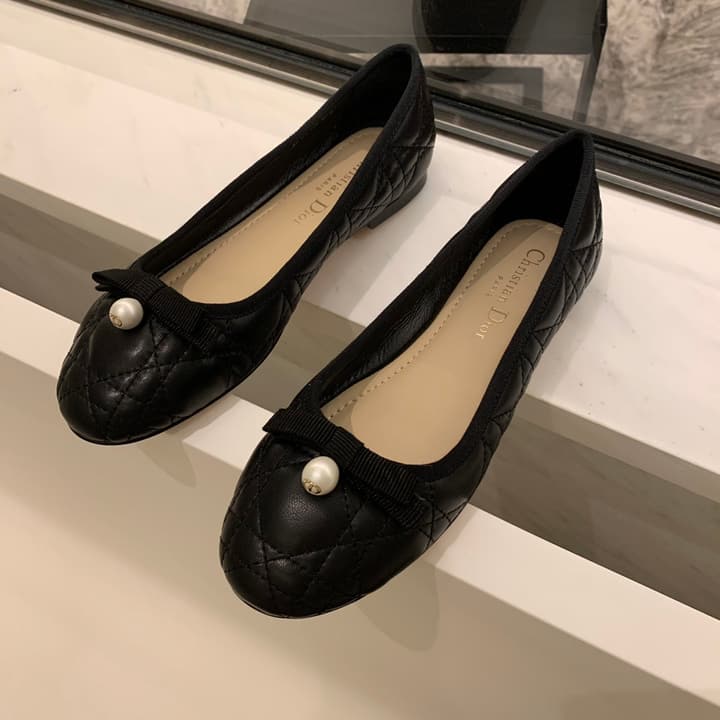 Dior Cannage Quilted Leather Ballerina Flats in Black Quilted Leather