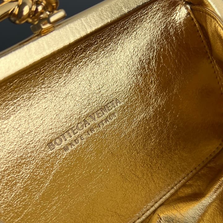 Bottega Veneta Knot Evening Clutch Bag in Gold