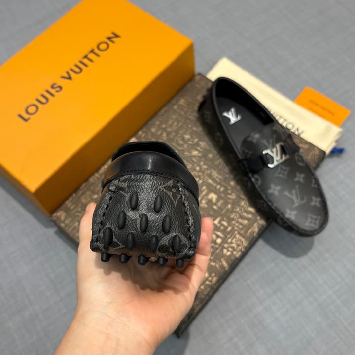 Louis Vuitton Men's Monogram Driving Shoes in Black