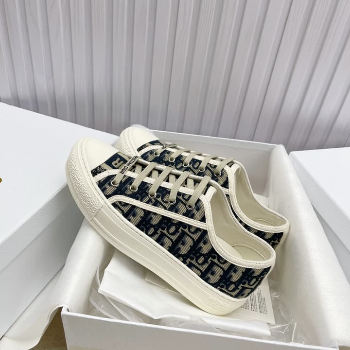 Dior Embroidered Flat Sport Sneakers in Grey Oblique Embroidery