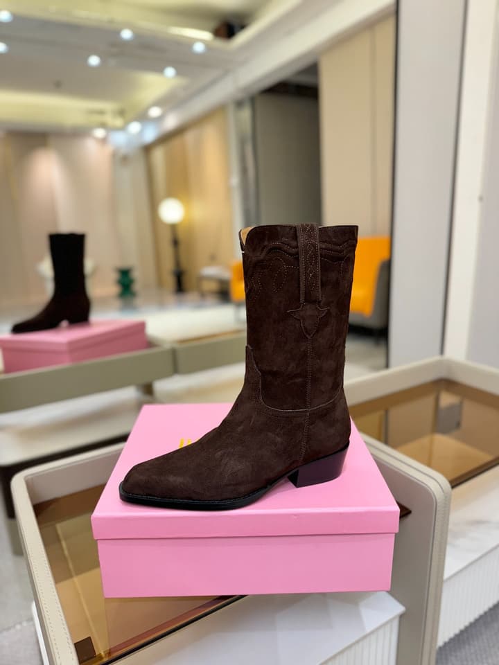 Paris Texas Western Ankle Boots in Black Suede