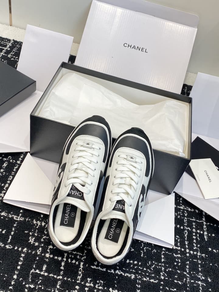 Chanel Panda Platform Sneakers – 2025SS in Black With White Laces