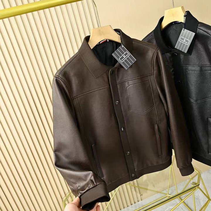 Zegna Lapel Leather Jacket – 2025FW in Classic Black