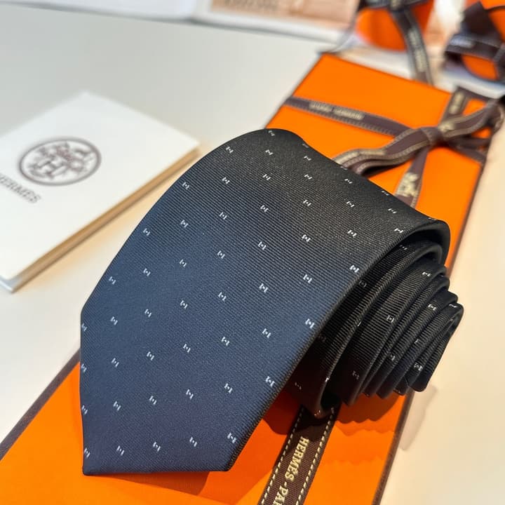 Hermès Men's Silk Tie in Burnt Orange Brown