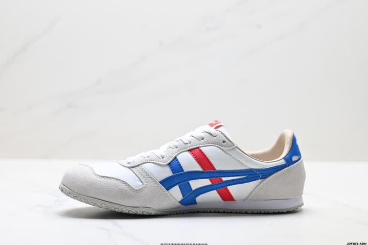 Onitsuka Tiger Serrano Nylon Retro Sneakers in Blue With White Stripes