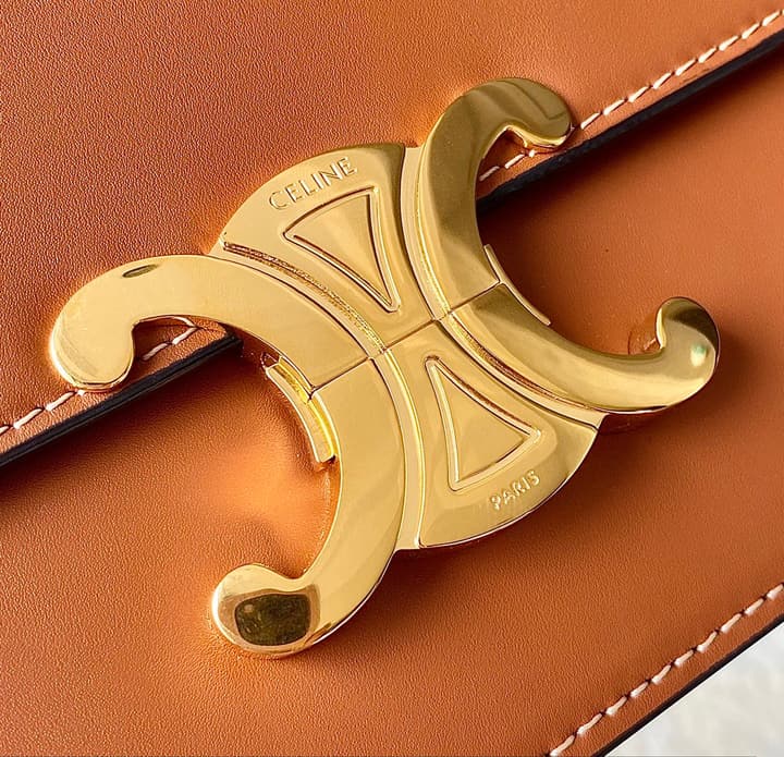 Celine Triomphe Box Calfskin Bag in Burnt Orange
