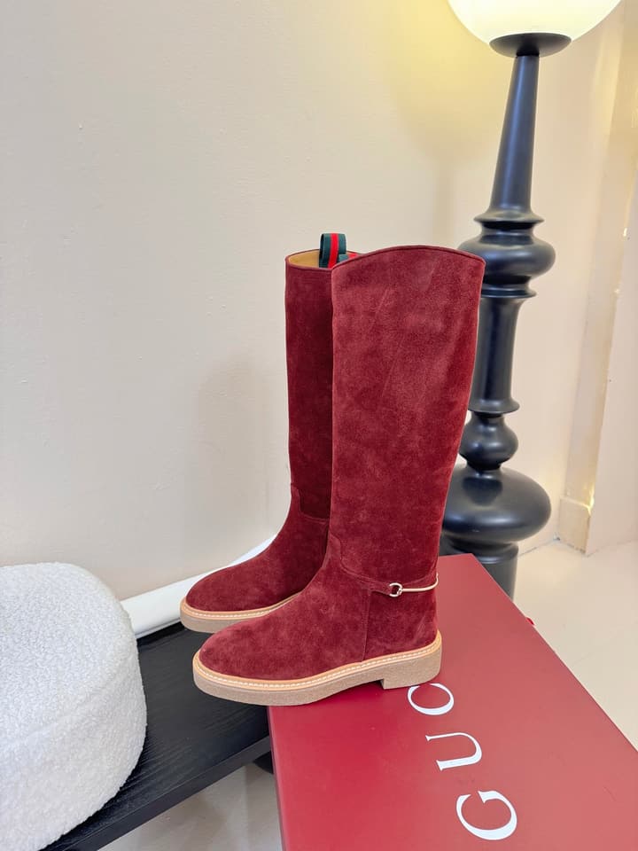 Gucci Runway Velvet Boots in Black Suede