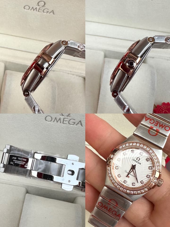 Omega Constellation Series Rose Diamond Ladies Watch in Two-tone Steel Rose Gold Diamond Bezel
