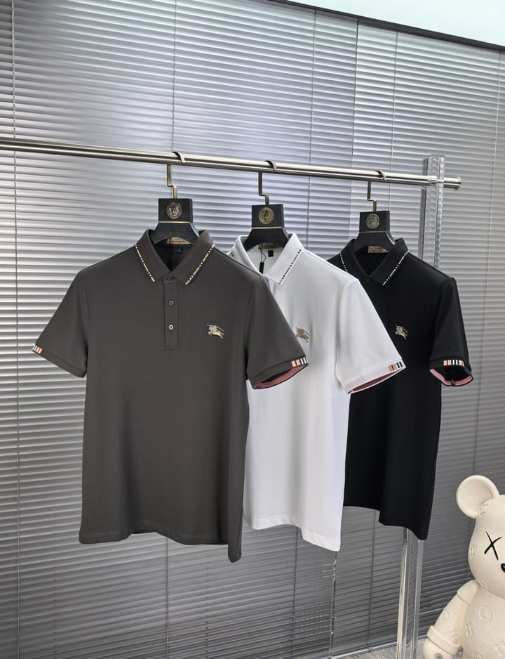 Burberry Embroidered Logo Piqué Cotton Polo Shirt – 2026SS in Dark Grey