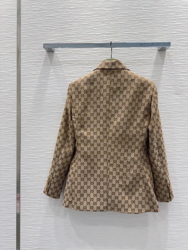 Gucci Lapel Jacquard Blazer in Black Jacquard